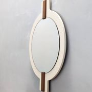 Postmodern Ivory Lacquered Walnut Wall Mirror and Console Table, Italy