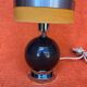 VINTAGE 1970 TABLE LAMP CHROME BASE & BROWN RESIN BALL SHADE