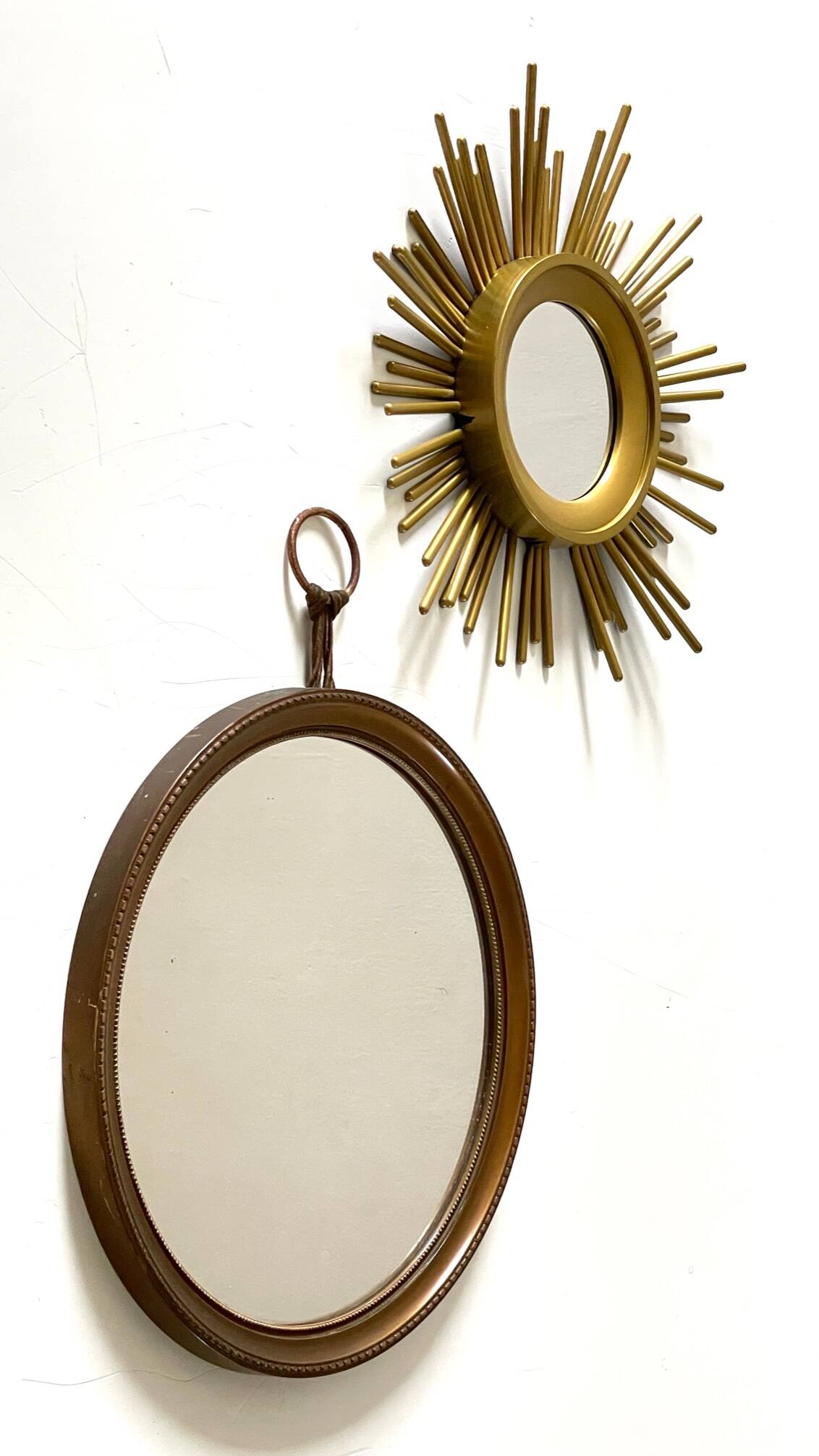 Duo of Vintage Golden SUN MIRRORS