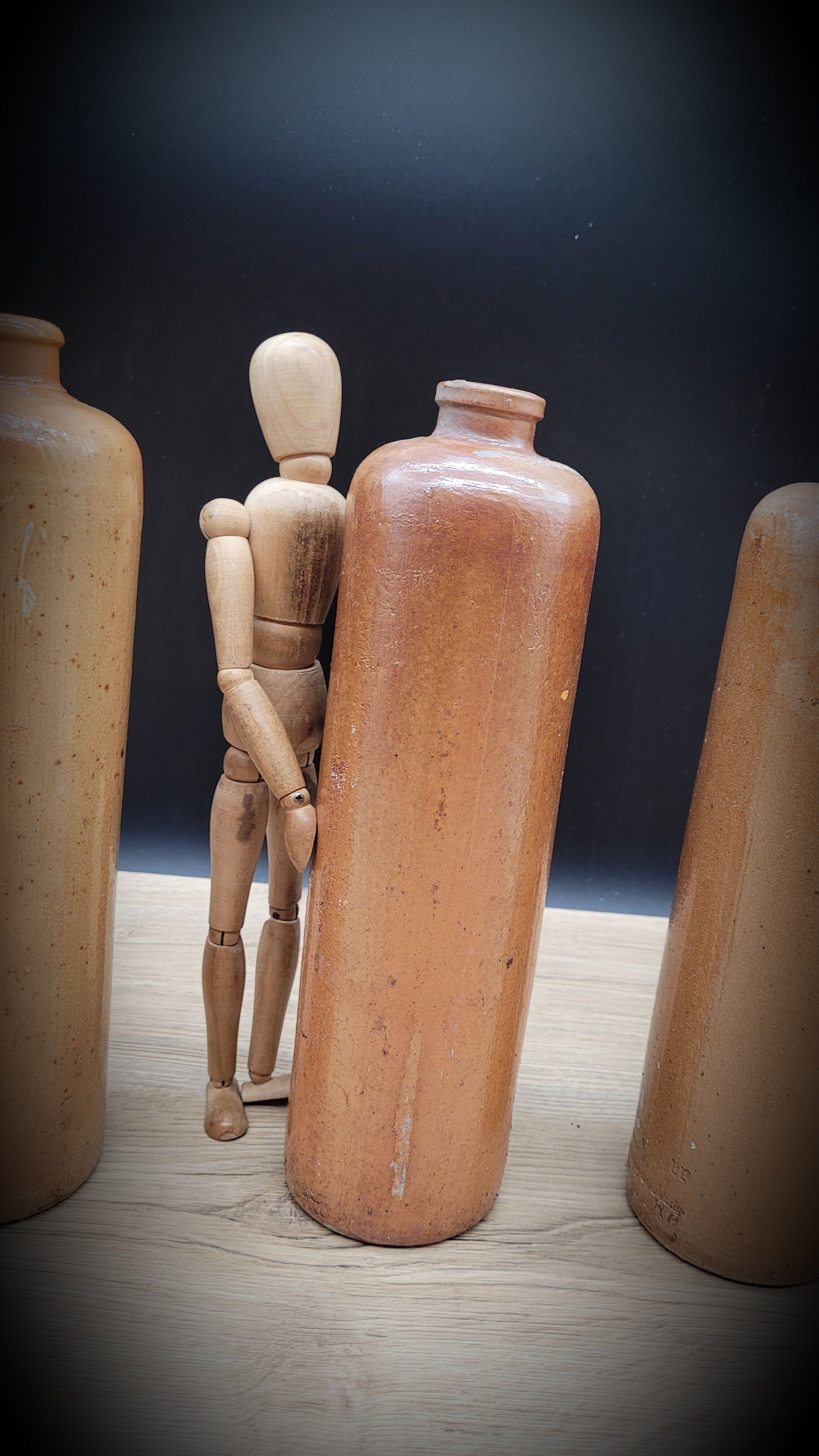 Three stoneware bottles