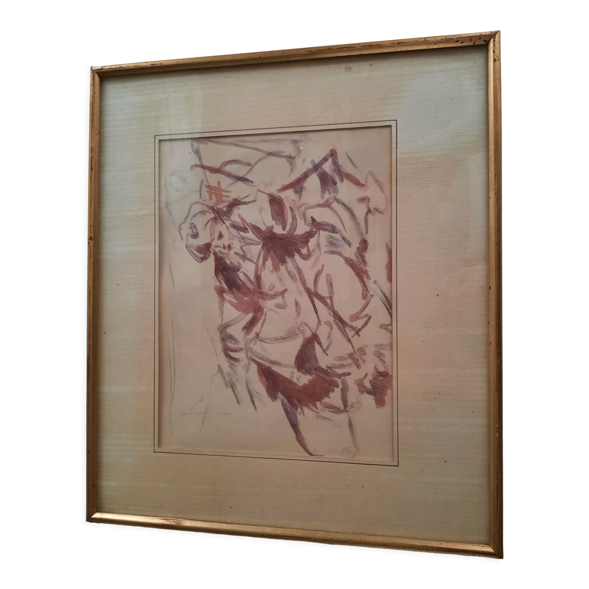 Cadre doré et dessin
