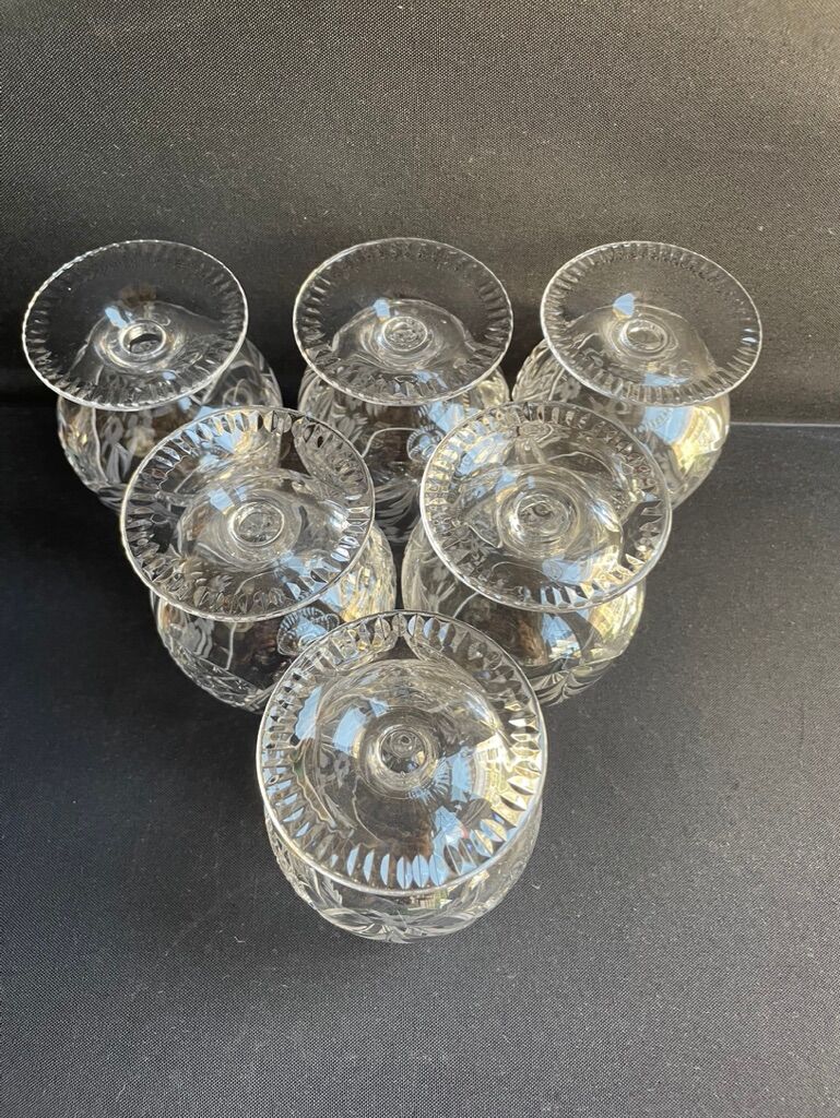 6 cognac glasses – blown and cut crystal