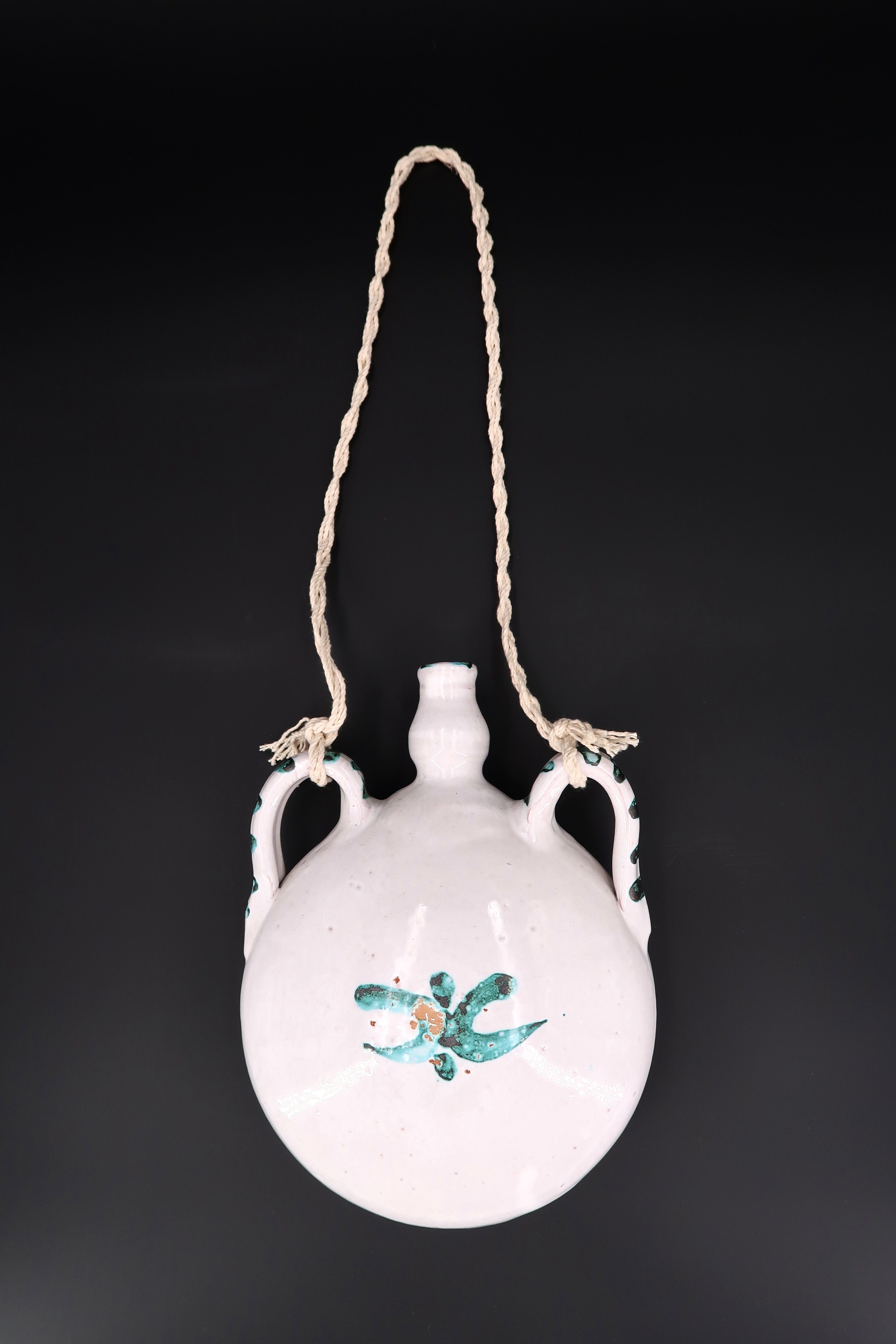 White ceramic wall gourd vase, vallauris