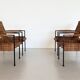 Rattan wicker and iron lounge chairs, set of 4