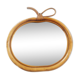 Vintage apple mirror in rattan 33X32cm