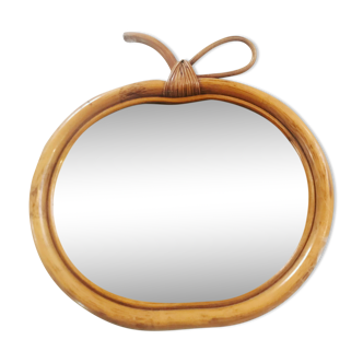 Vintage apple mirror in rattan 33X32cm