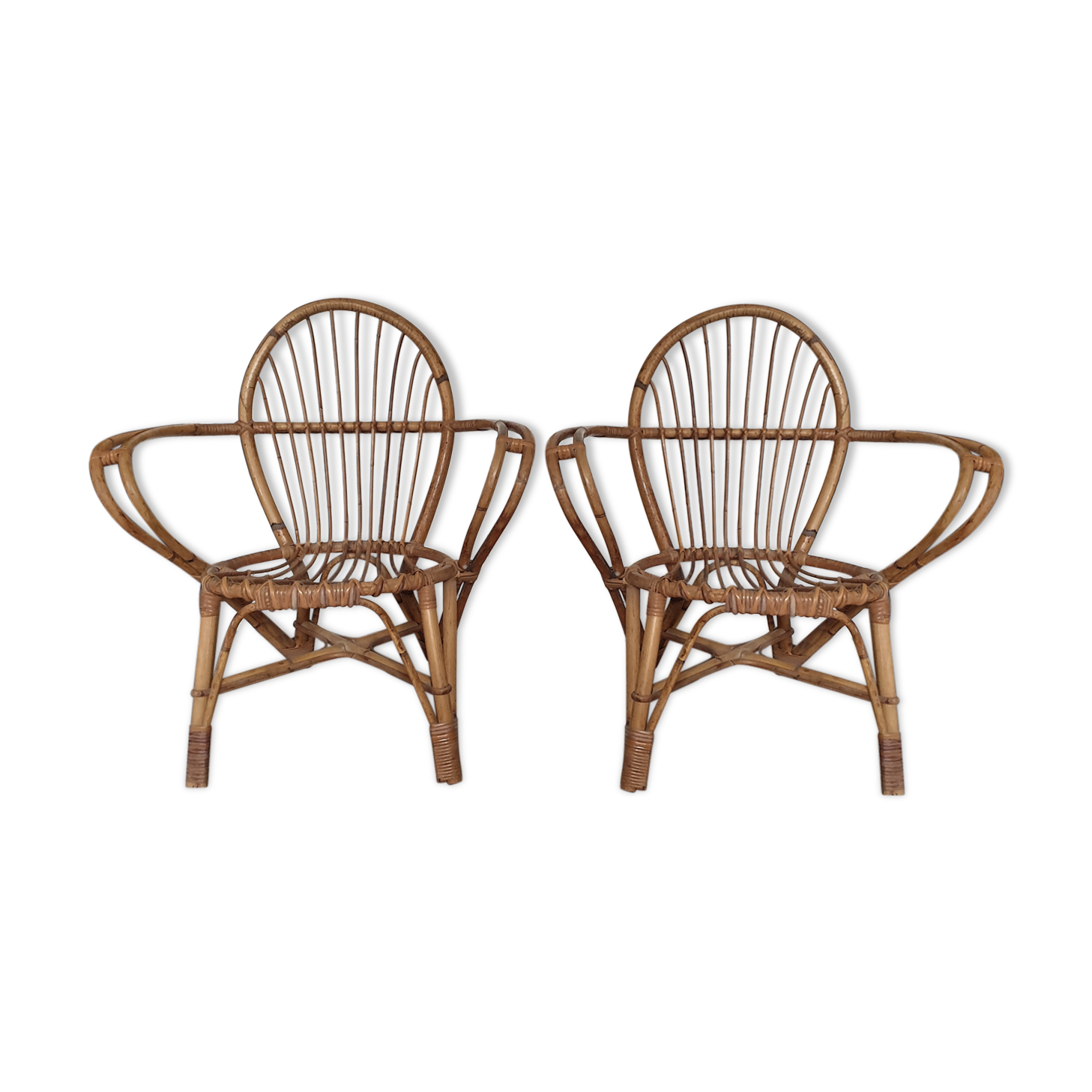 Pair of rattan armchairs