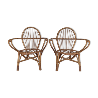 Pair of rattan armchairs
