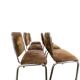 Set of 6 vintage chrome chairs with brown seats