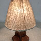 Vintage bedside lamp made of wood and wool