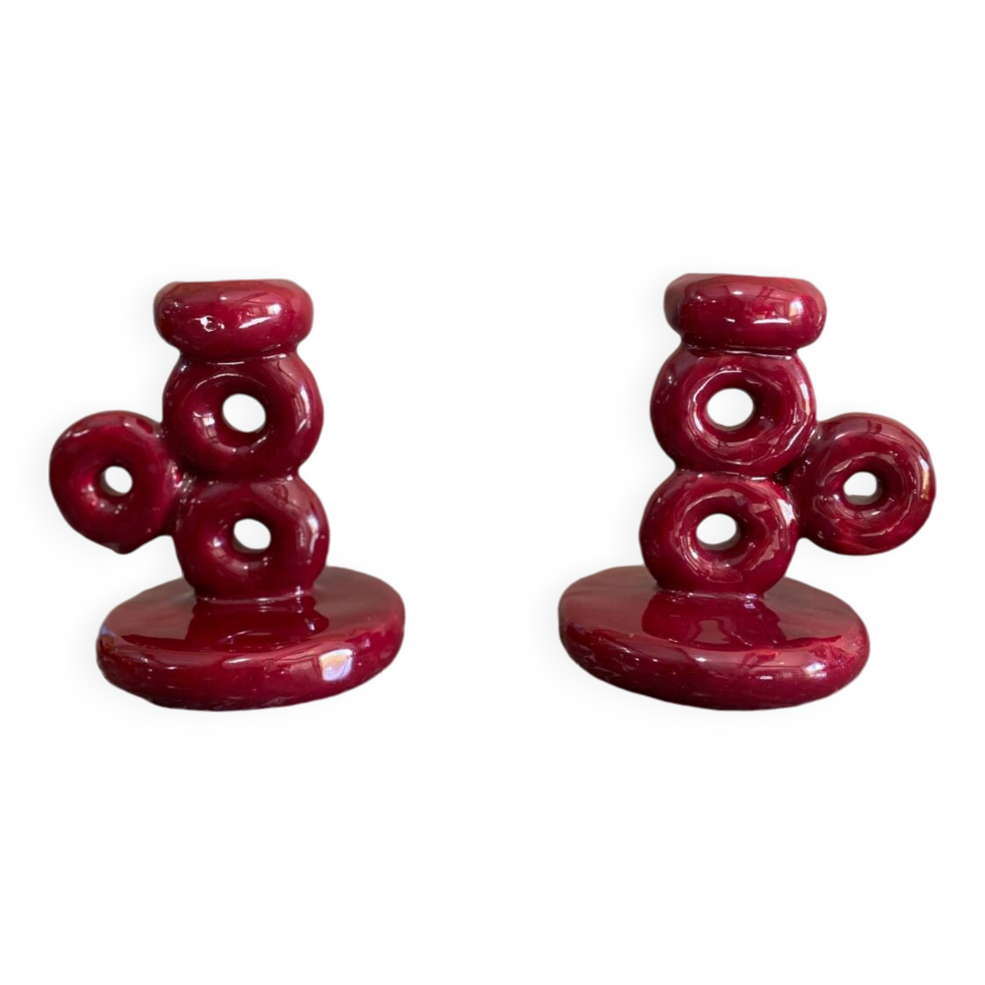 Pair of ceramic candlesticks