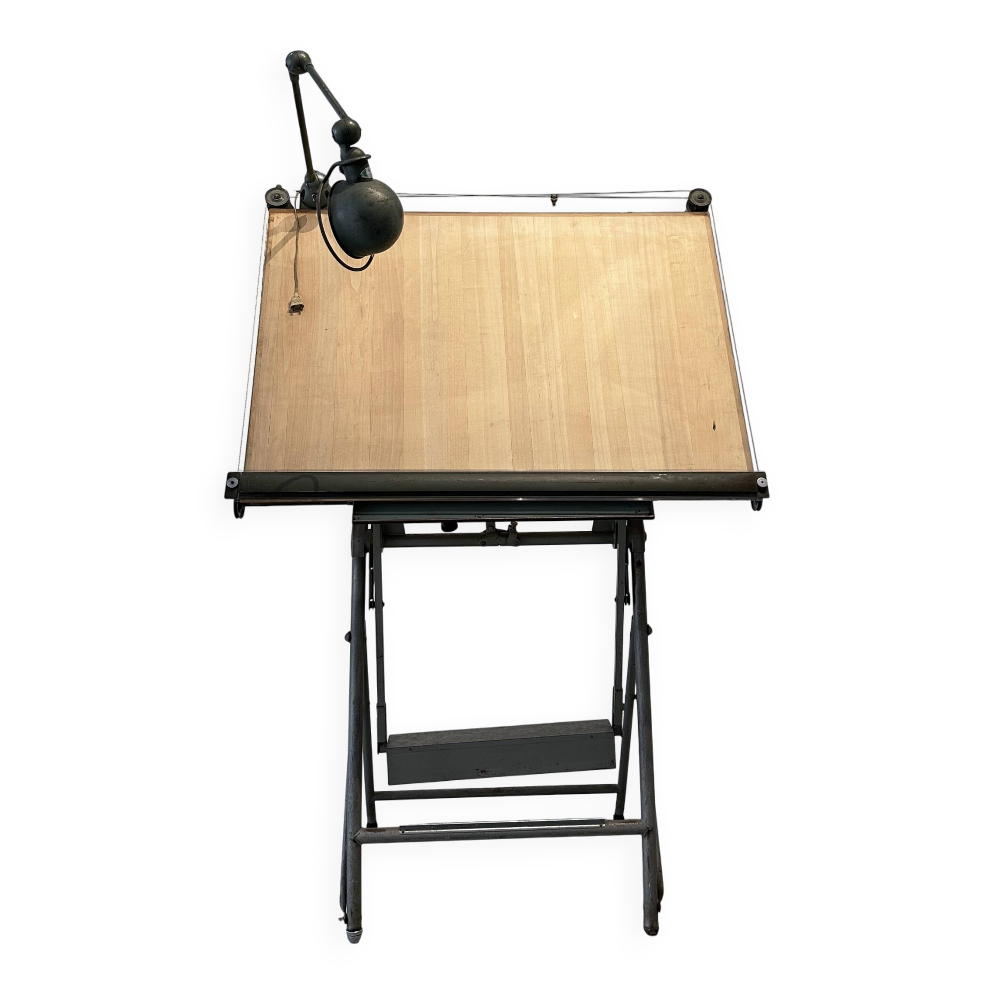 Architect's drawing table by Lucien Sautereau, 1940s – Jieldé lamp