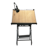 Table à dessin d’architecte Lucien Sautereau, années 1940 – Lampe Jieldé