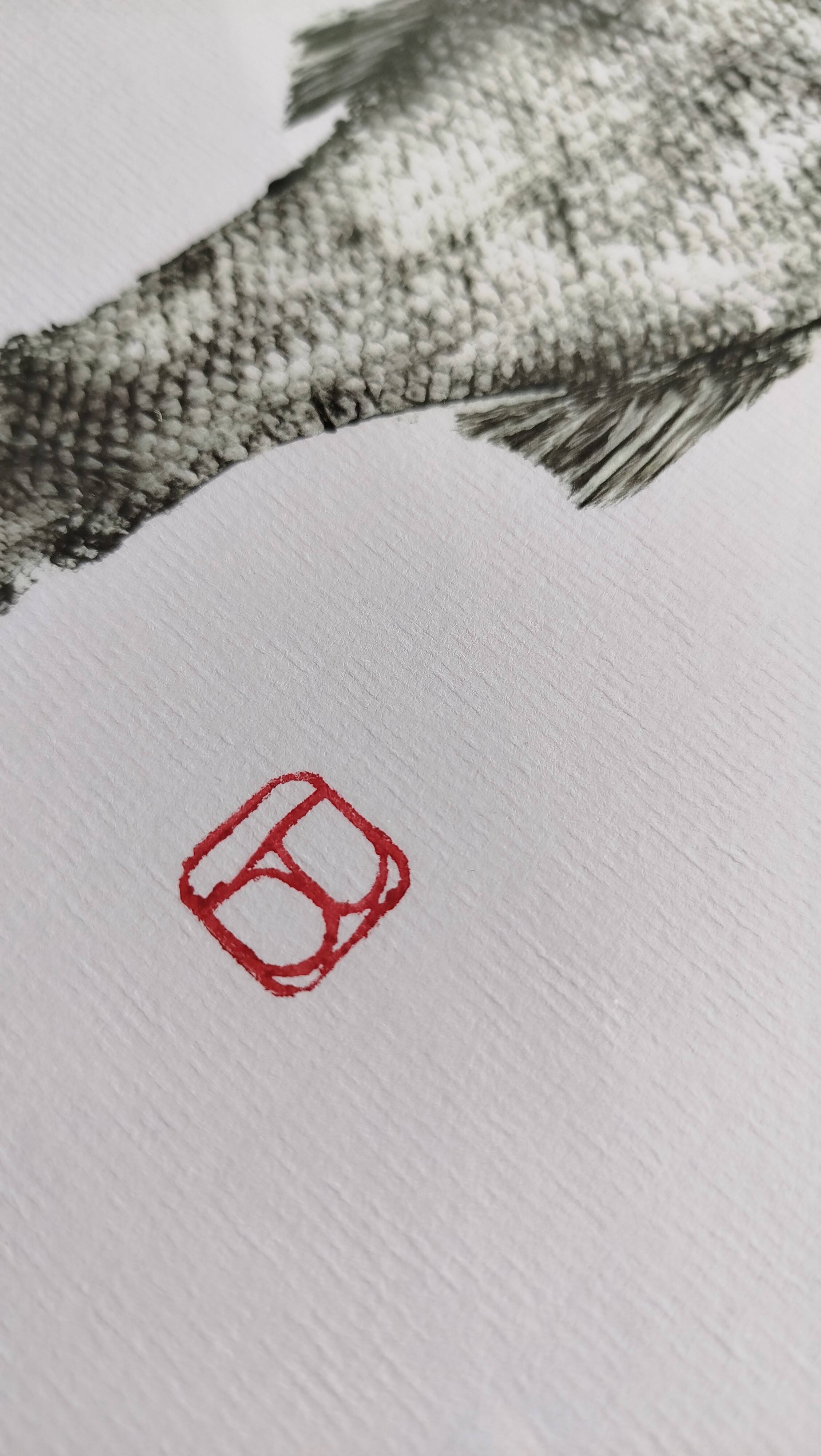 Framed art print, "Print of a bar" (gyotaku)