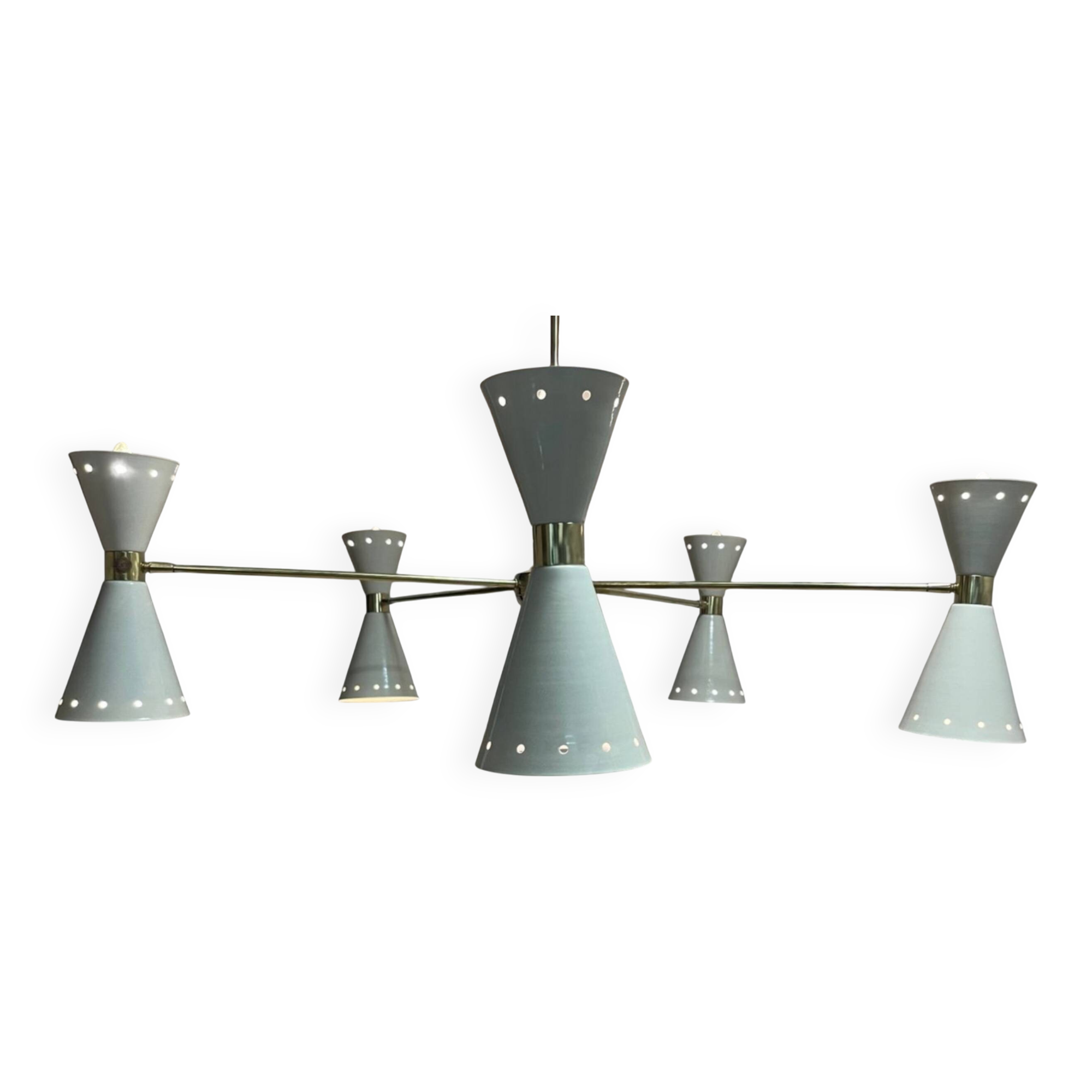 Lampadario a forma di cono in ottone