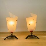 Pair of 50s bedside lamps plastic brass
