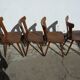 Lot of 4 wooden bistro chairs - 70s 80s 90s