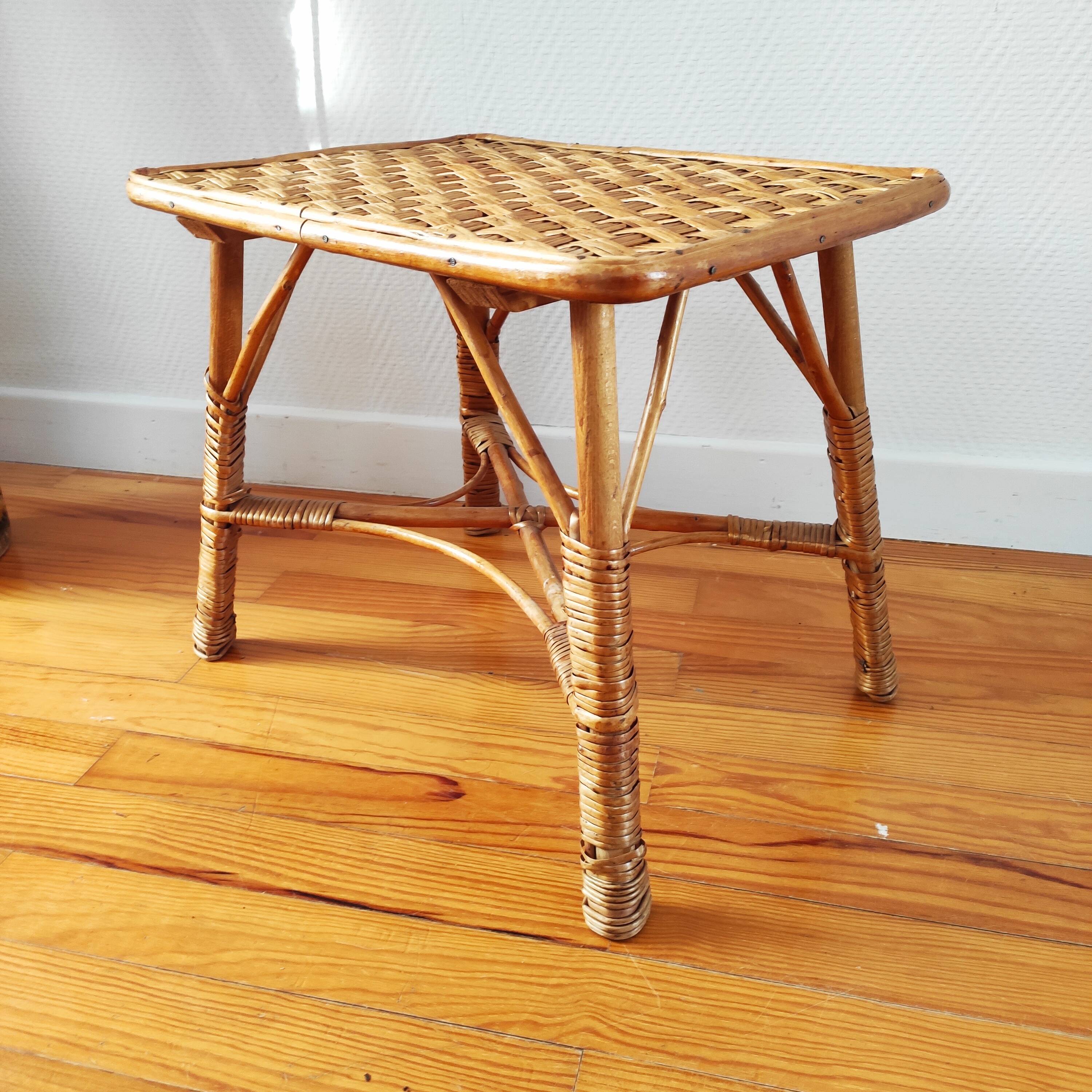 Table basse en rotin, 1950