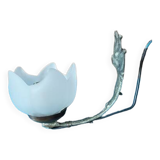 Pink tulip lamp wall light glass paste cast iron base patinated metal