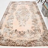 Tapis Vintage Floral Classique Fait Main 5x9 Marron Beige, 167x283Cm SK 5465