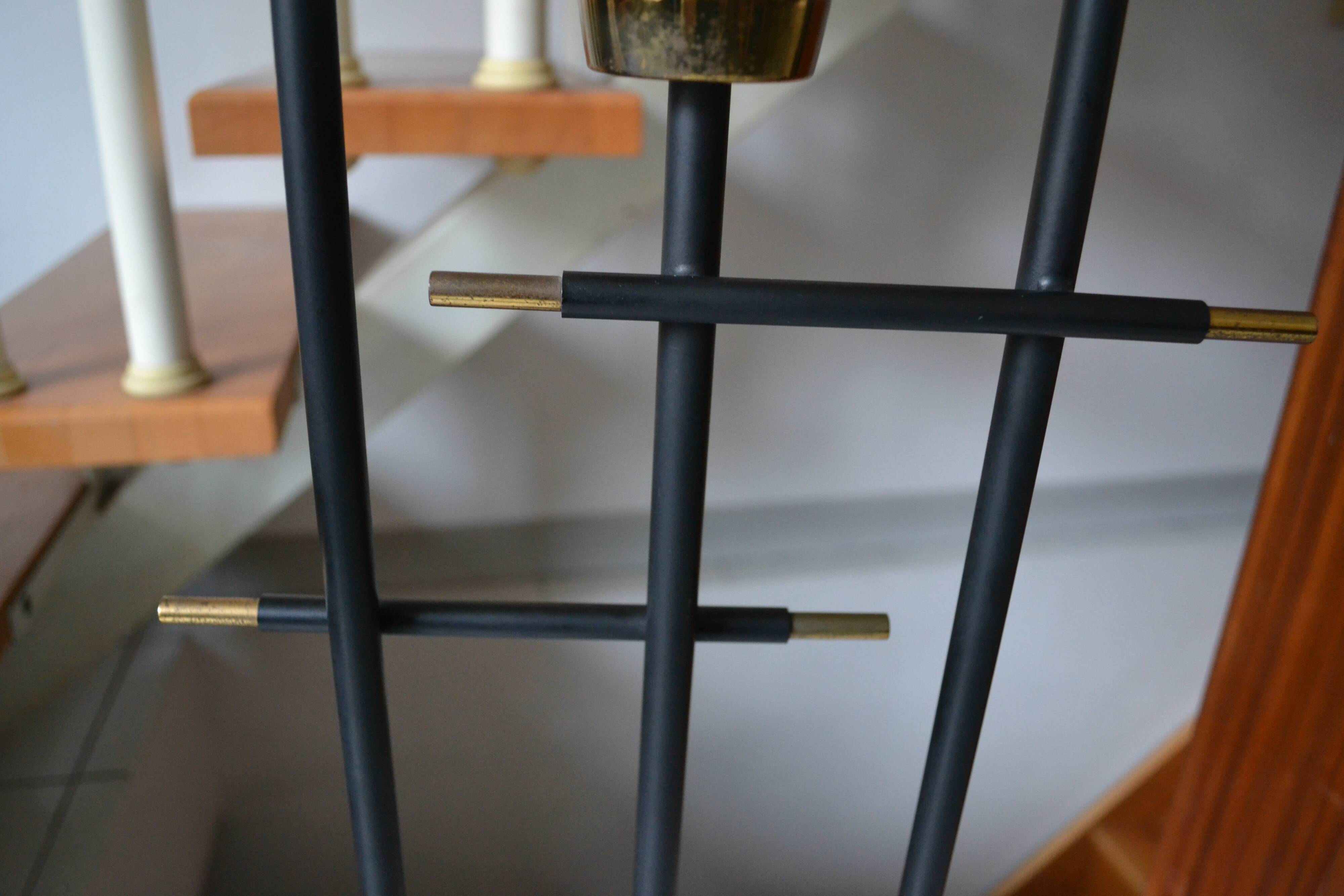 Vintage floor lamp Maison Arlus 3 lights opaline metal