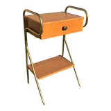 Vintage bedside table 1960 oak and brass