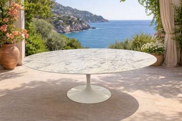 Eero Saarinen,& éditions - Knoll: table ovale 244 cm, Arabescato