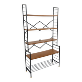 Vintage Italian bookshelf in teak and metal from the 1960s.