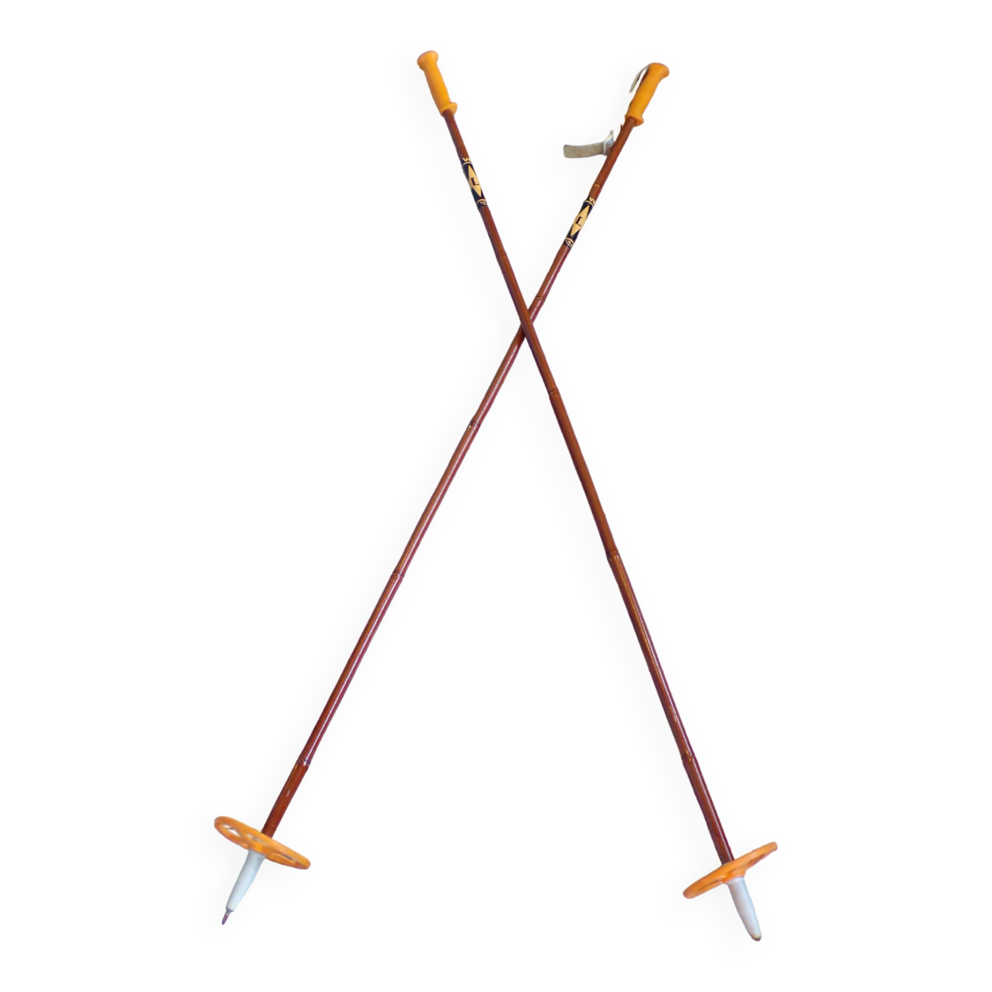 Paire de bâtons de skis vintage en roseau 141 cm