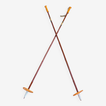 Pair of vintage reed ski poles 141 cm