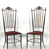 Paire vintage de chaises hautes en laiton de Chiavari, Italie Années 1950