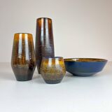 Mid-century modern set of 4 ceramic vases by Upsala-Ekeby "Fiamma" Sweden, 1960s.
