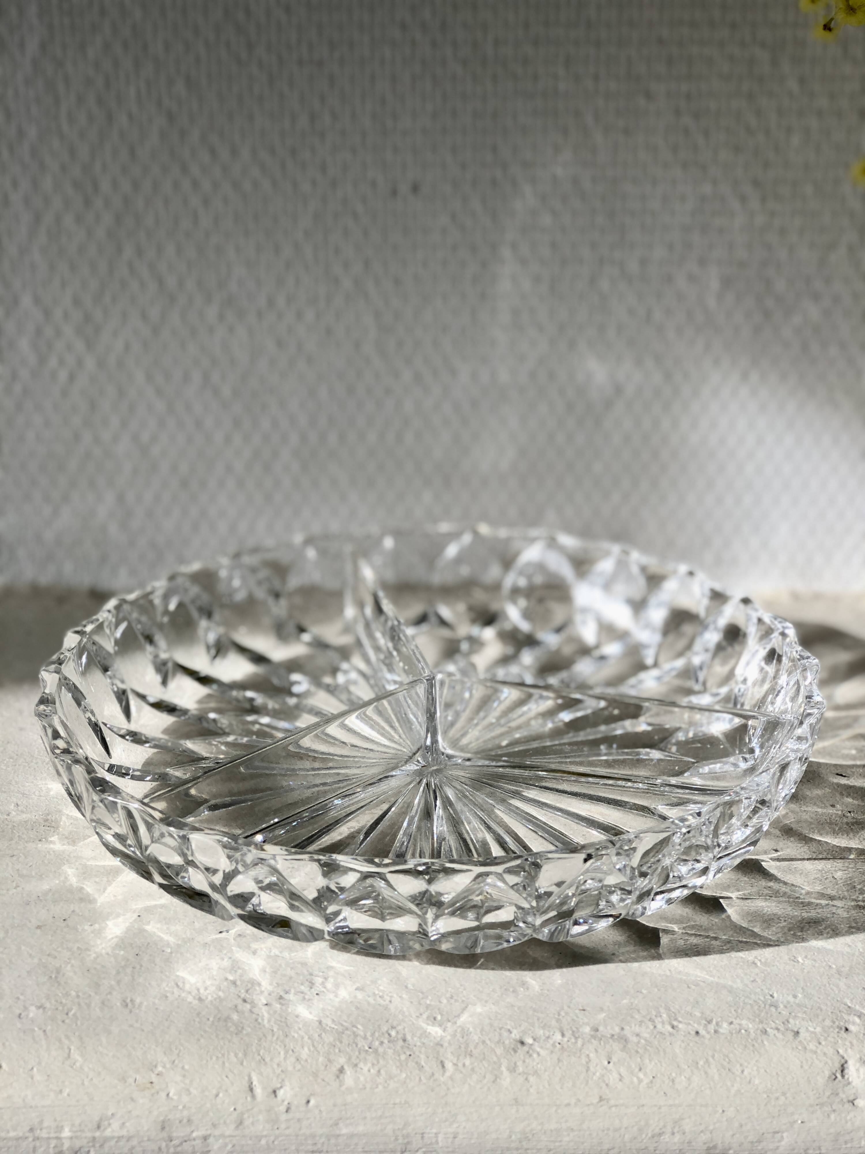 Round faceted crystal dish