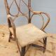 Fauteuil enfant 1890 châtaigner, rotin et velours damassé