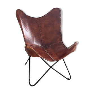 Leather butterfly chair