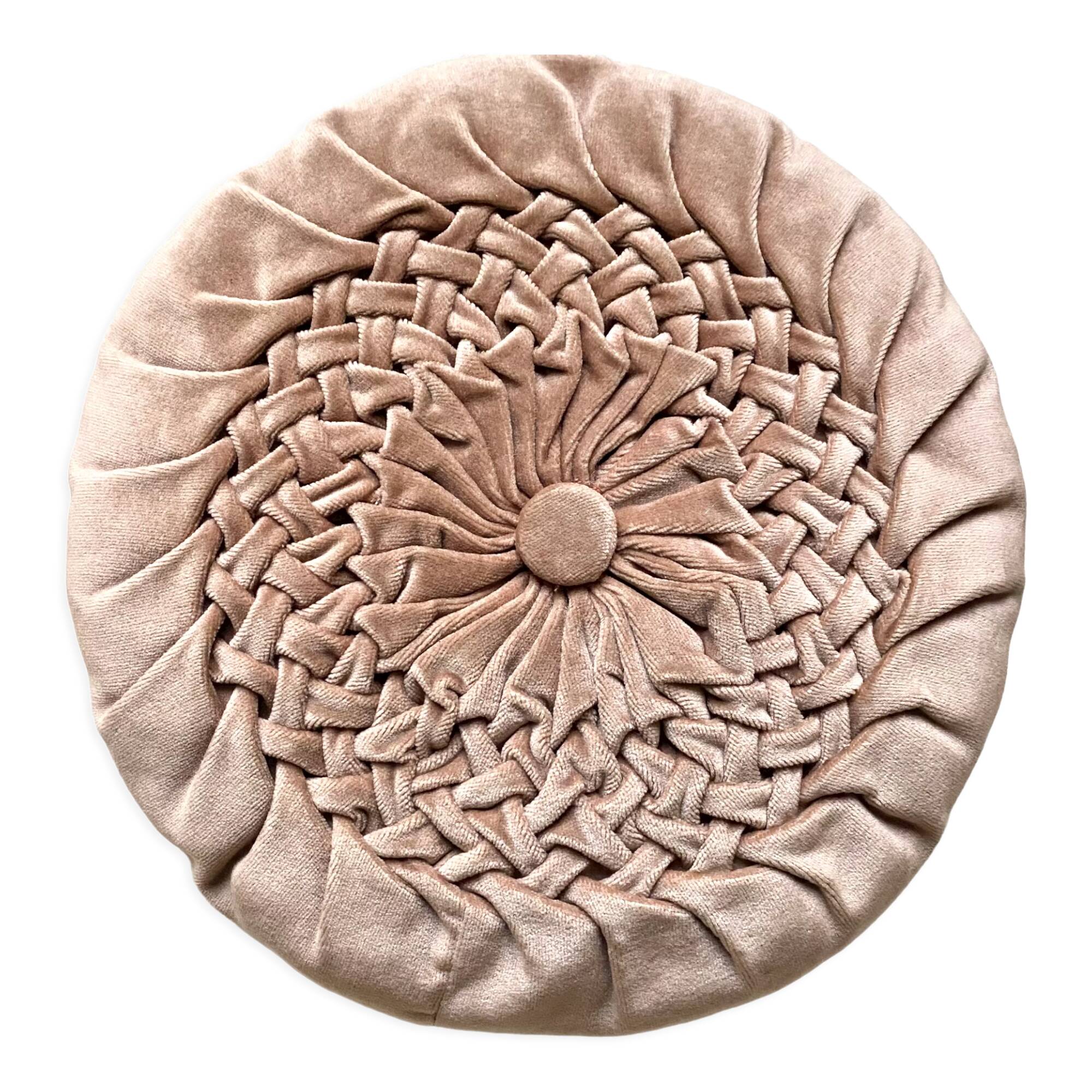 Vintage pleated velvet cushion
