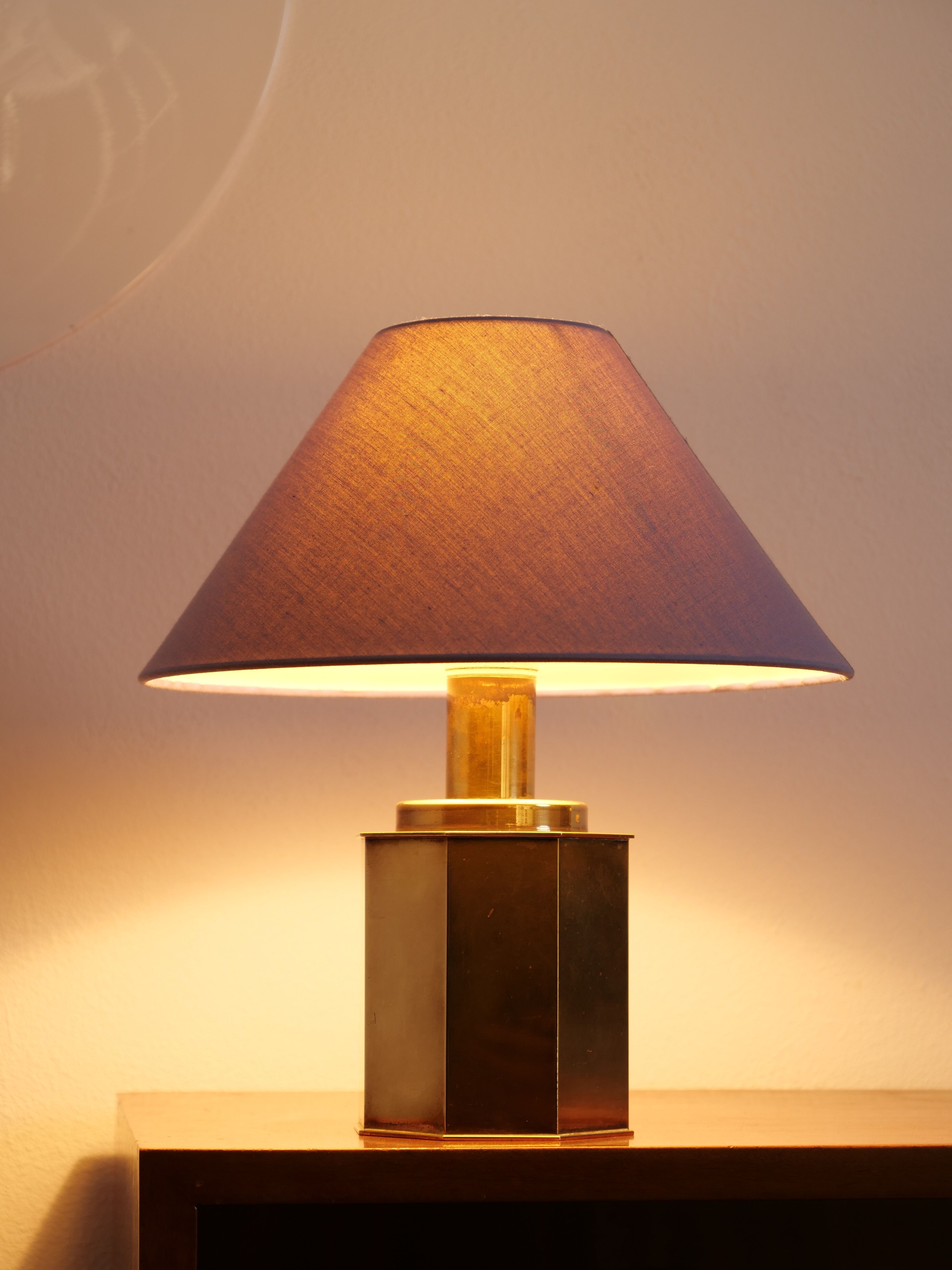 Octagonal brass lamp