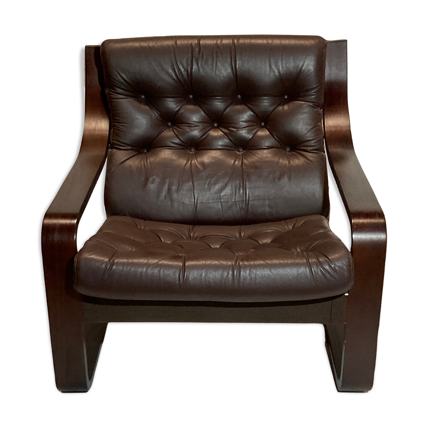 A leather lounge poäng chair by noboru nakamura for ikea, 1970s