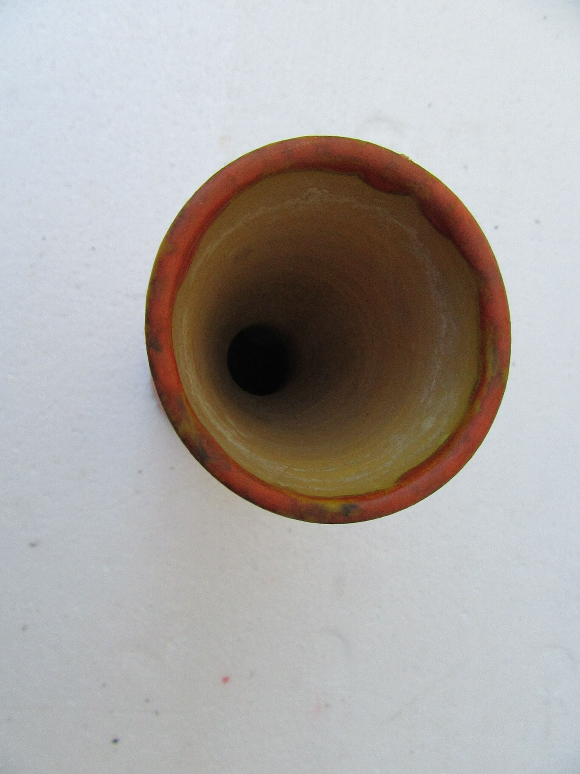 Orange red ceramic vase