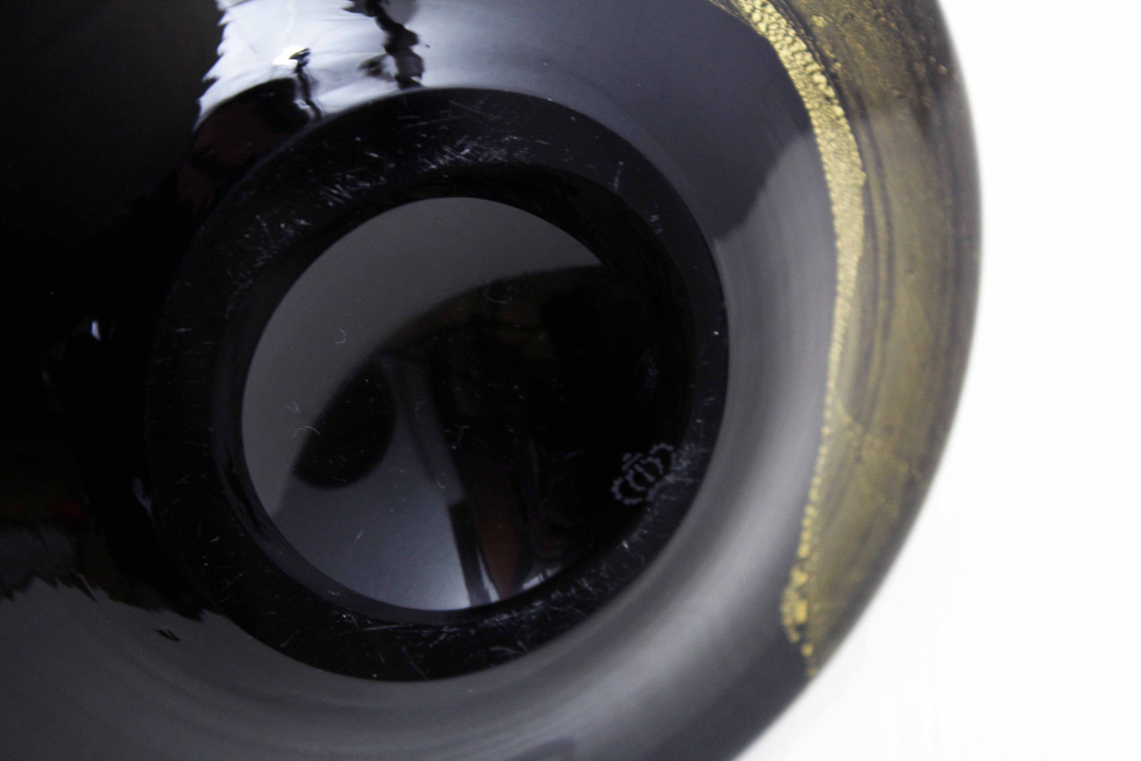 Theresienthal black and gold glass vase 1970