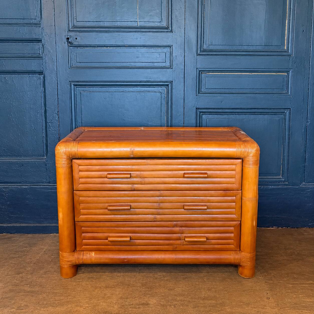 70s/80s bamboo chest of drawers