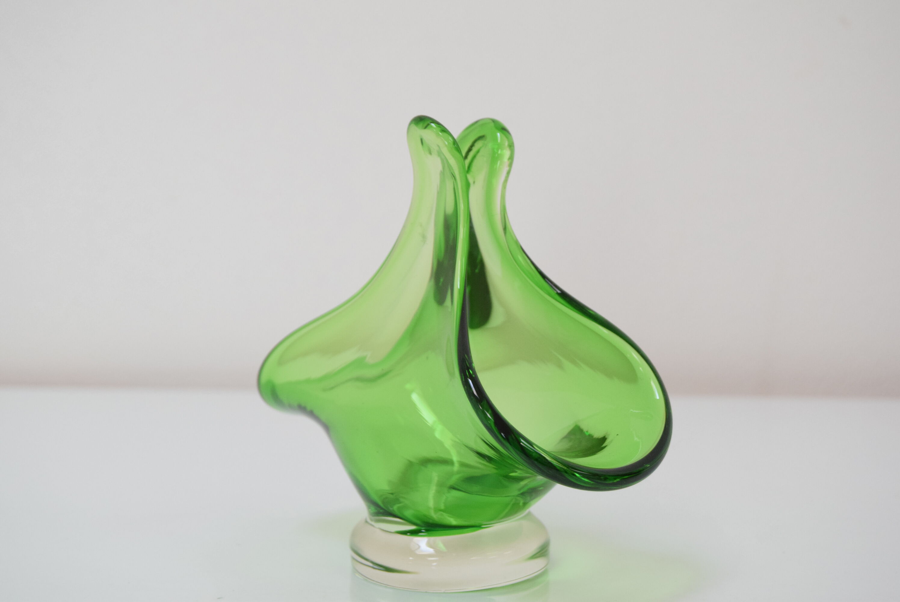 Art Glass Basket by Josef Hospodka for  Chribska Glassworks,1960's.
