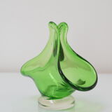 Art Glass Basket by Josef Hospodka for  Chribska Glassworks,1960's.