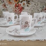 Set of 6 ARC FRANCE espresso coffee cups and undercups with location for sweets