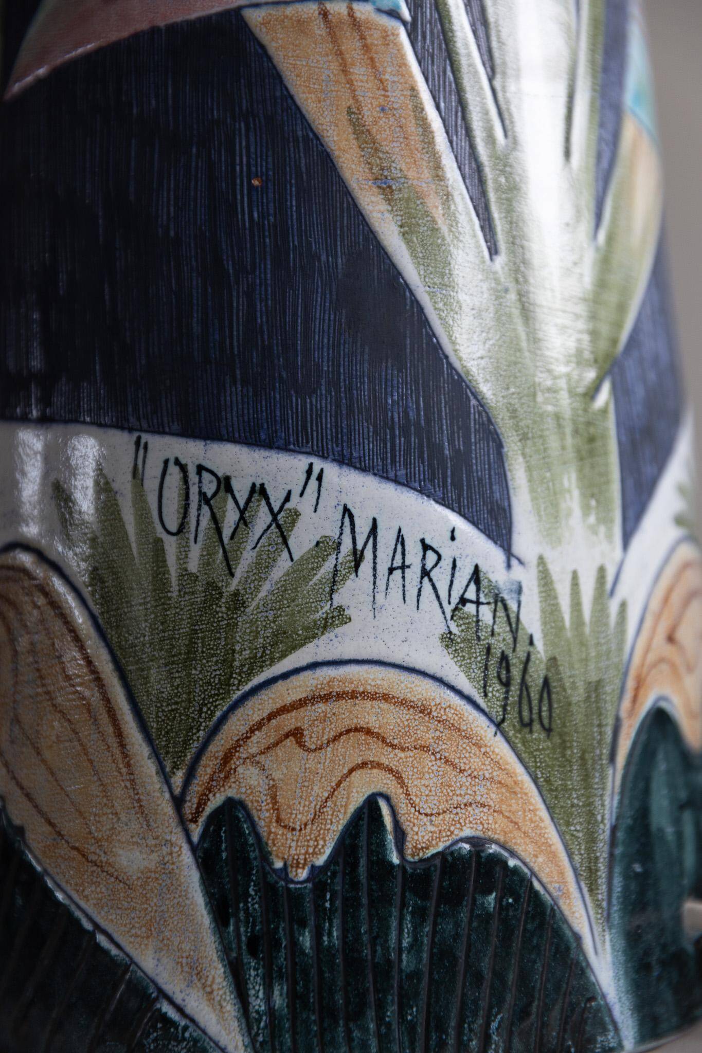 Marian Zawadzki "Oryx" Unique Floor Lamp, Tilgmans Ceramic, Sweden, Dated 1960