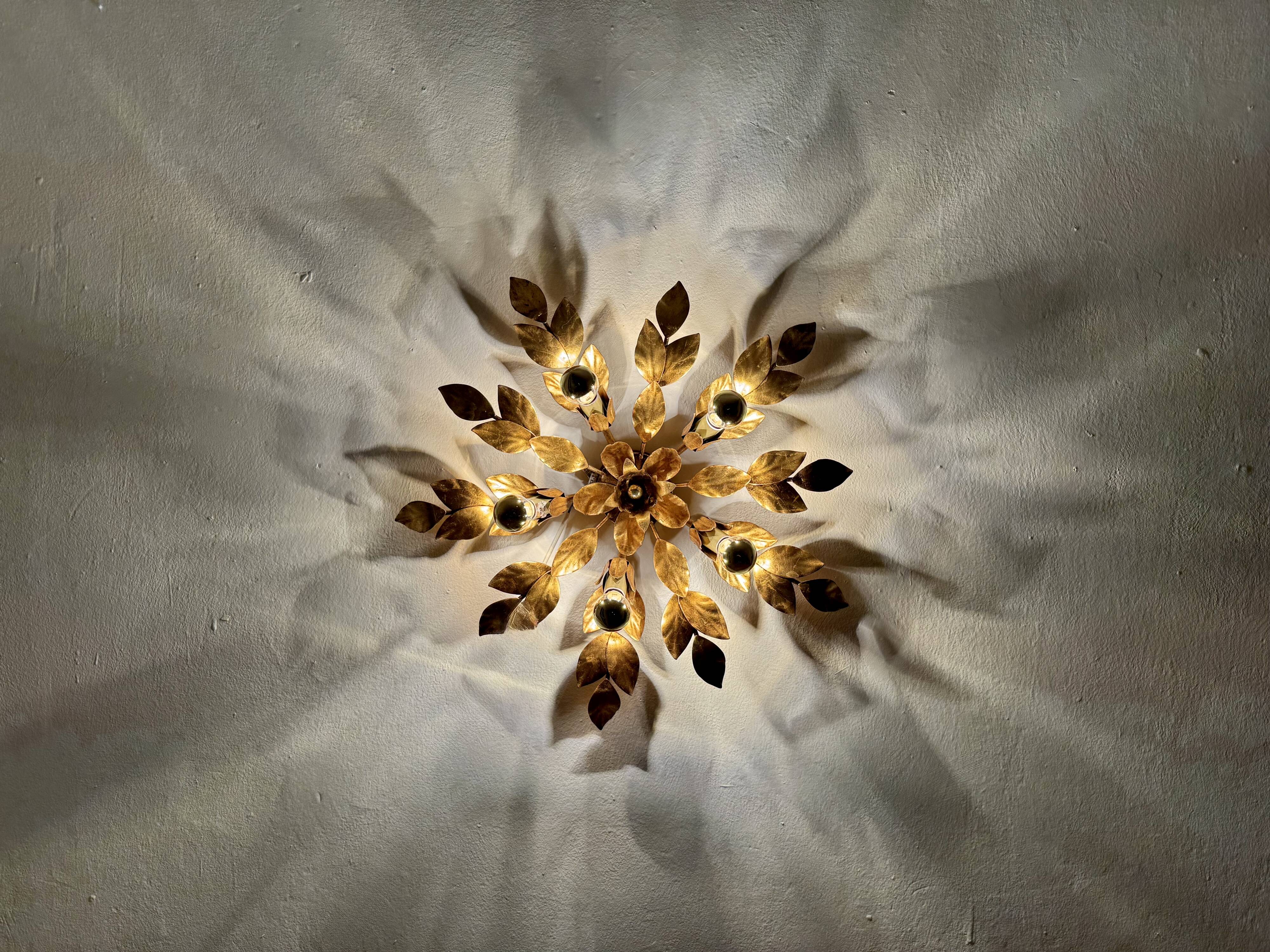 Floral Hollywood Regency Wall or Ceiling Lamp