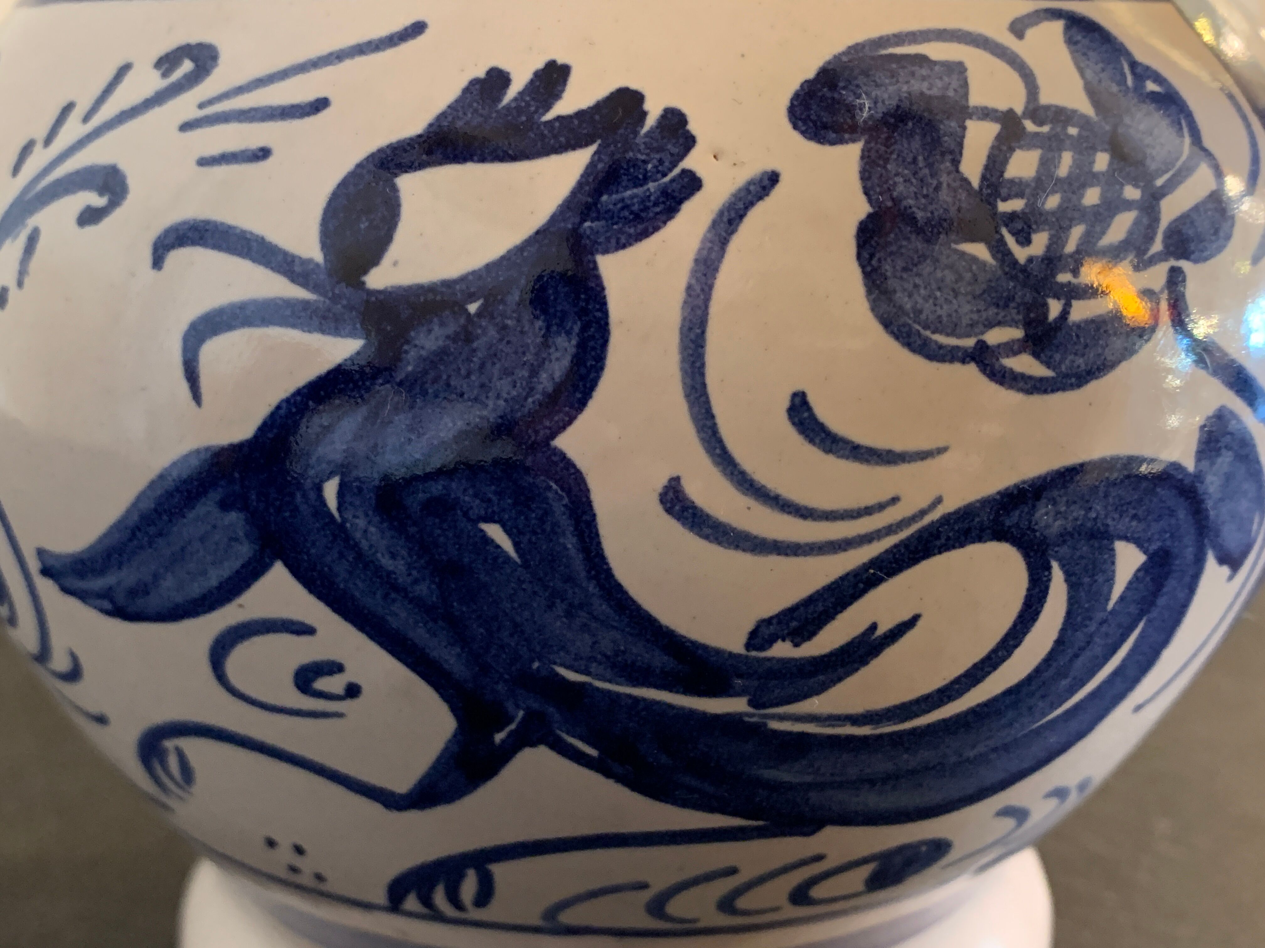 Domingo Punter blue ceramic pitcher, Teruel, 1960