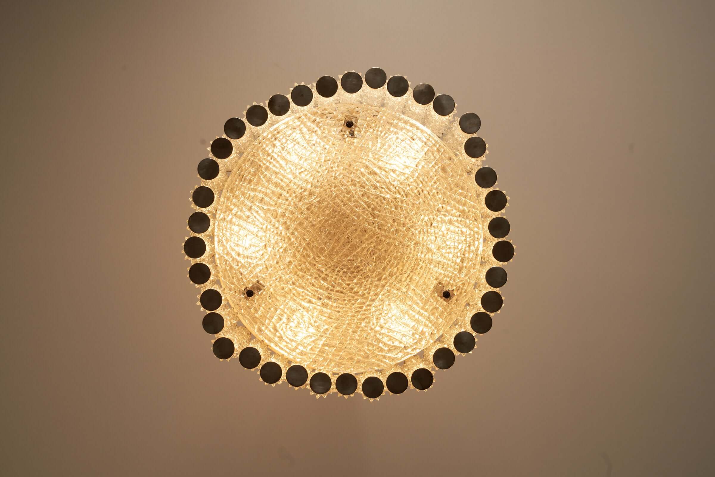 Kaiser Leuchten glass pendant lamp with nickel patina