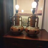 Pair of Fat Lava Mid-Century Ceramic Lamps, Germany, 1960s