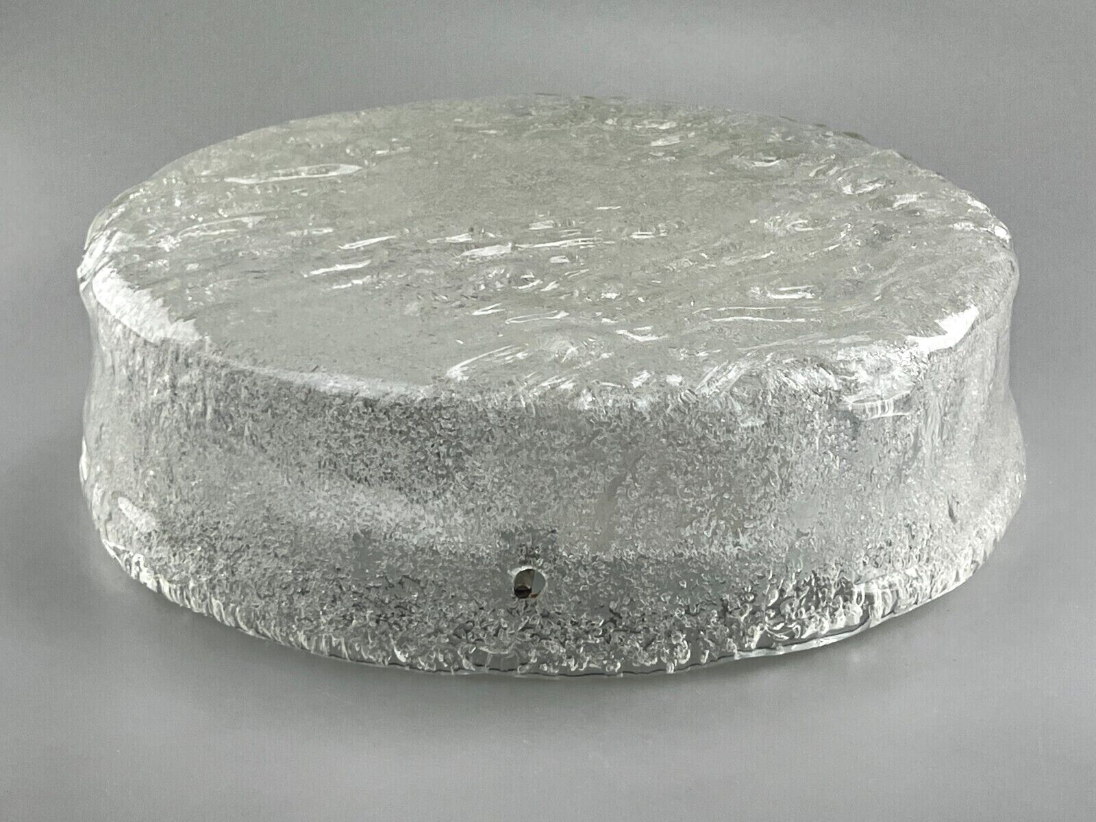 60s 70s lamp light plafoniere flush mount ice glass hillebrand 60s